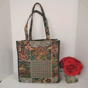 RARE 🔥 Pioneer Express Tapestry Tote Farm Flowers Cottage Country Ducks